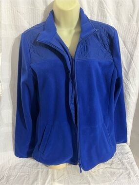 Talbots Royal Blue Full-Zip Puffer-Panel Fleece Jacket
